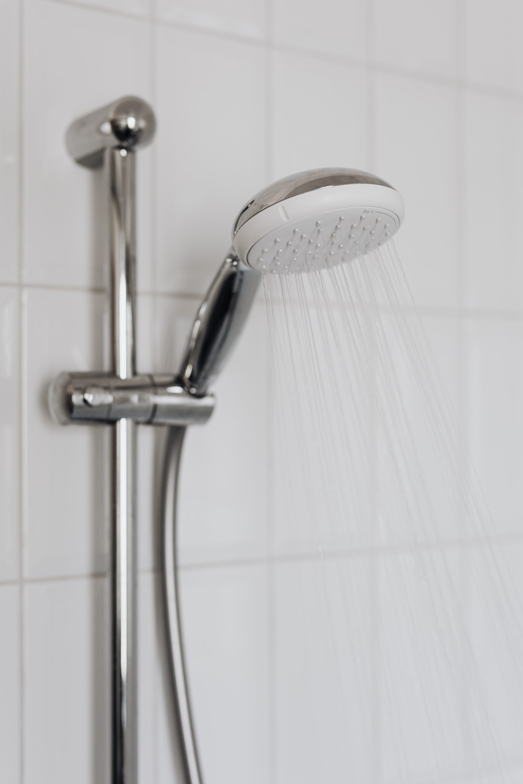 Running water flowing from a shower head