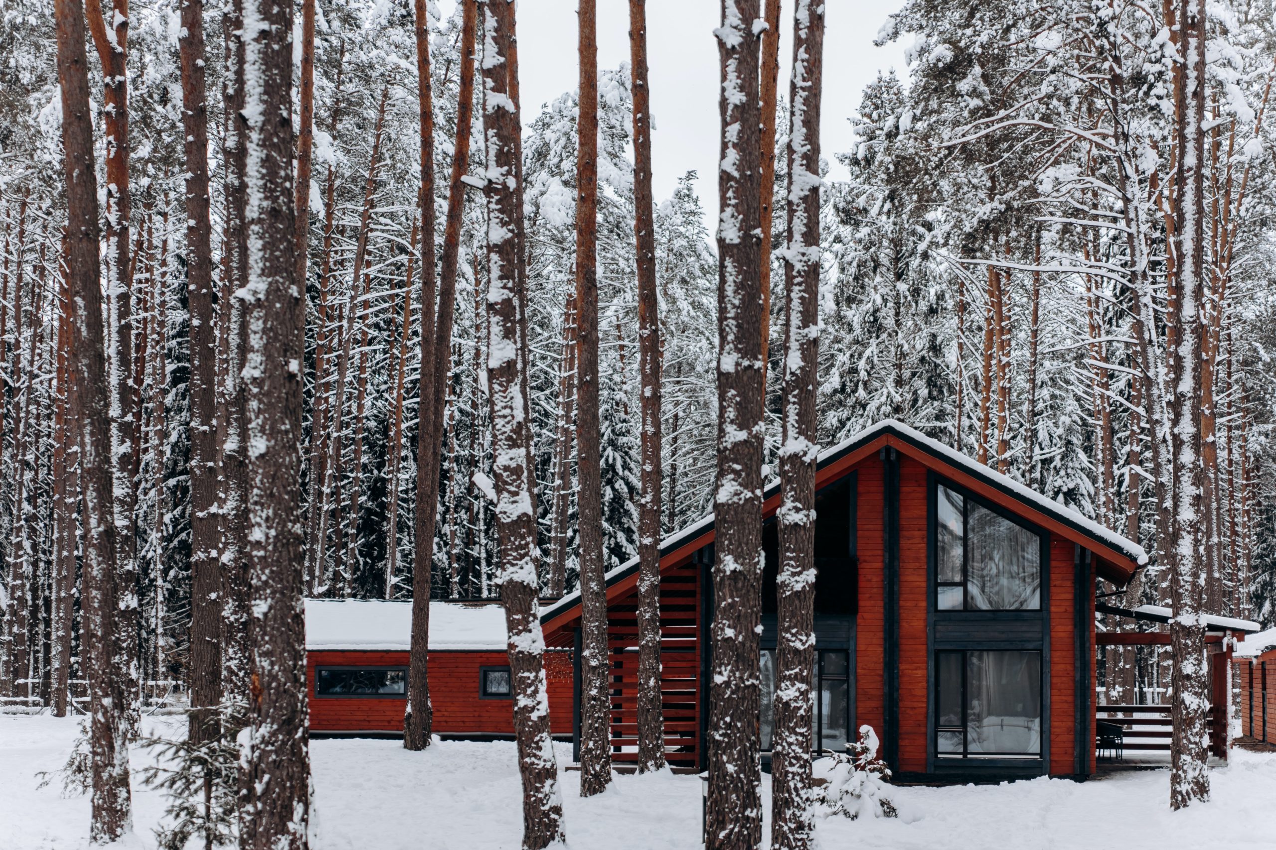 A cabin in the middle of the snow