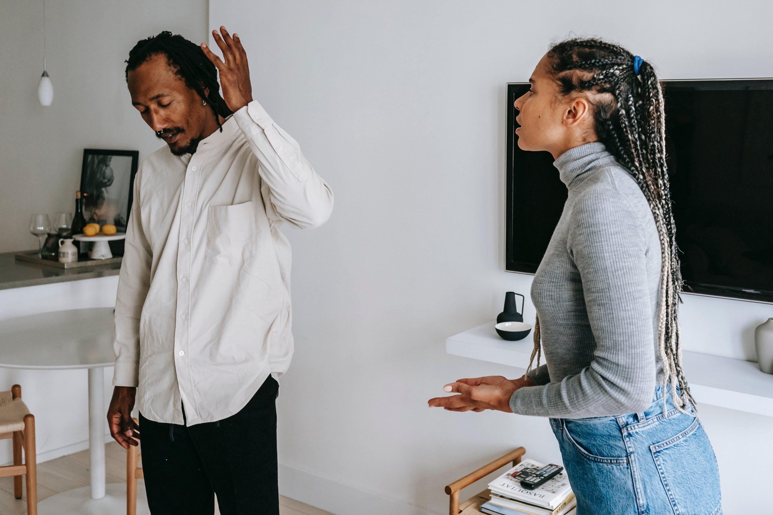 A Black couple arguing