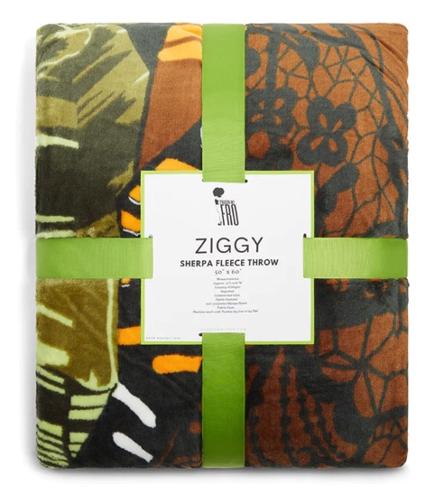 Pardon My Fro's "Ziggy Fleece Throw Blanket" packaged for sale