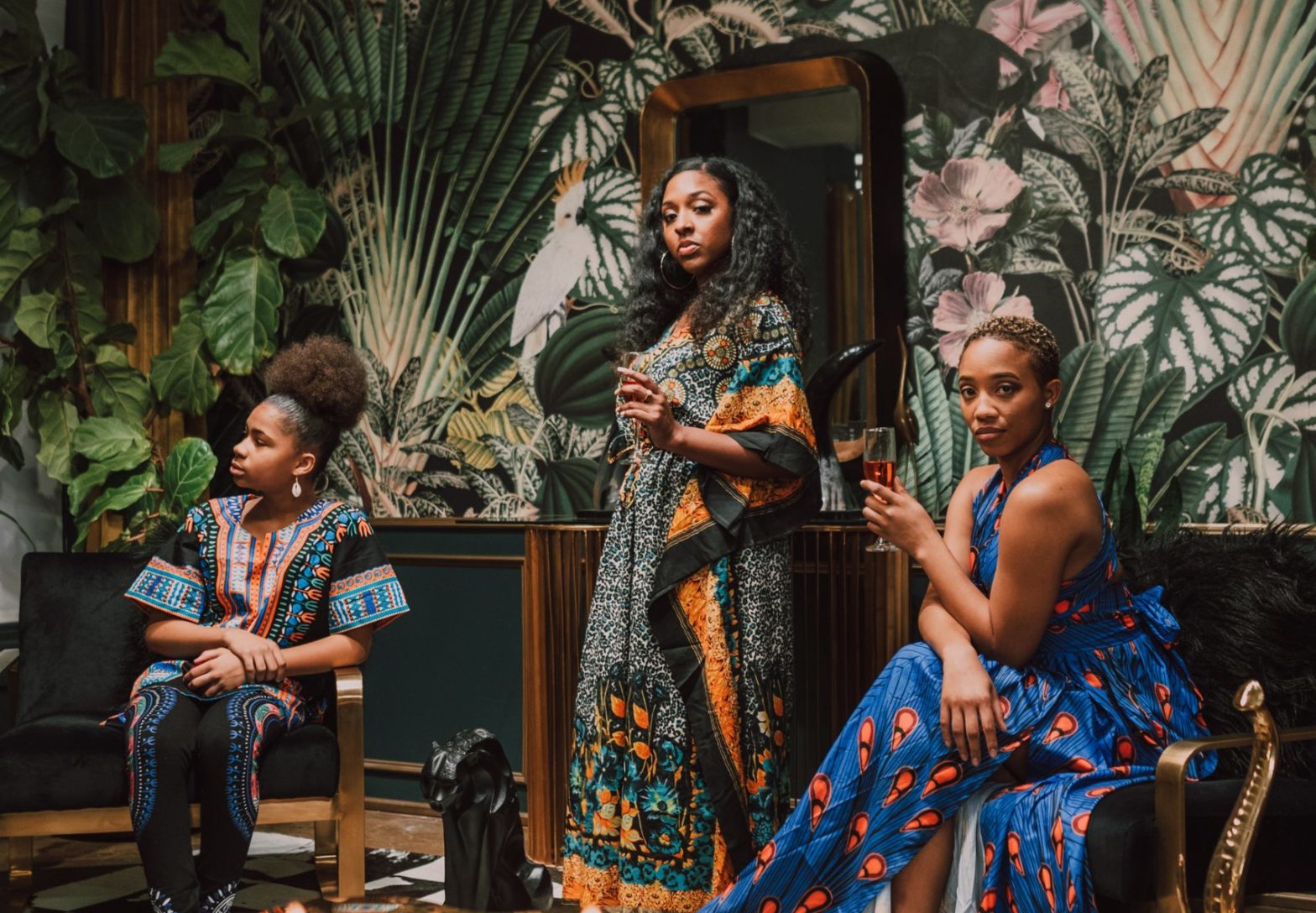 Black women in front of art
