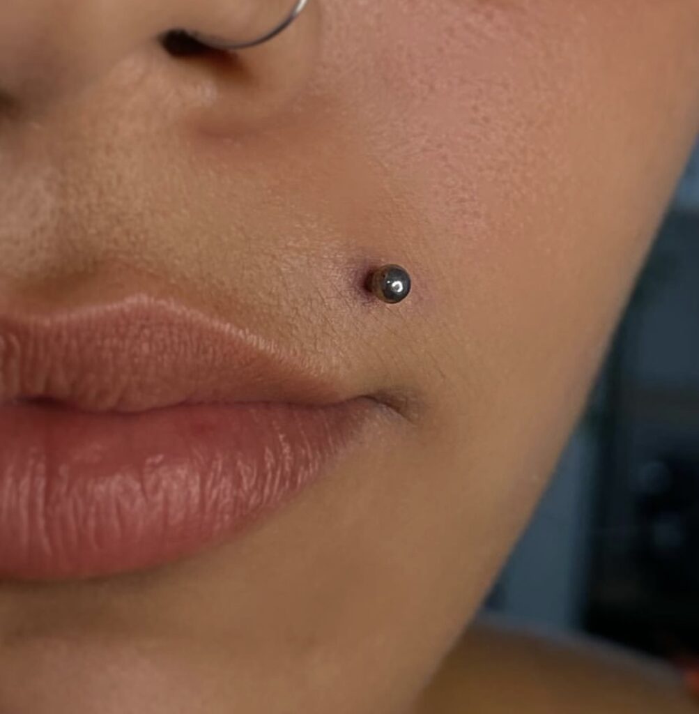 Where Monroe piercings rank in most painful piercings. pictured: mouth with Monroe piercing