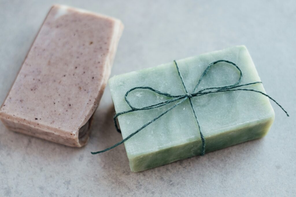 Two homemade soaps on the table