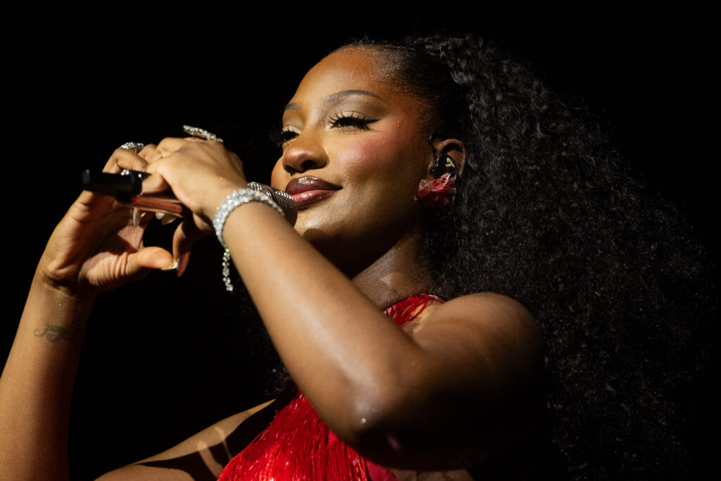 Singer Tems performs onstage during Day 3 of the Coachella Valley Music & Arts Festival at Empire Polo Club