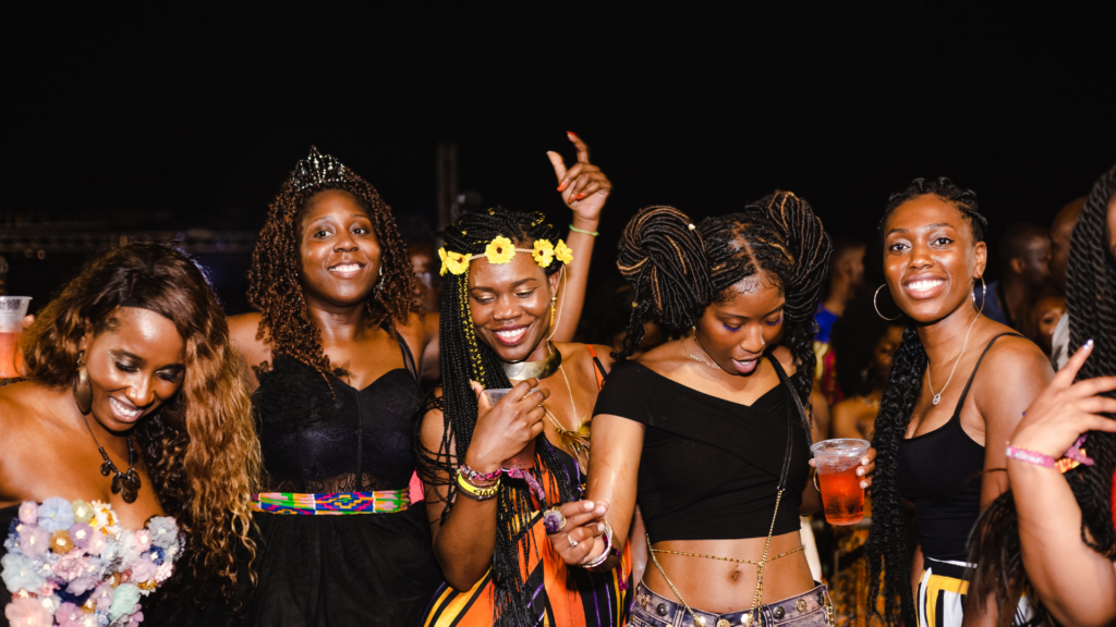 Group of friends attending a festival 