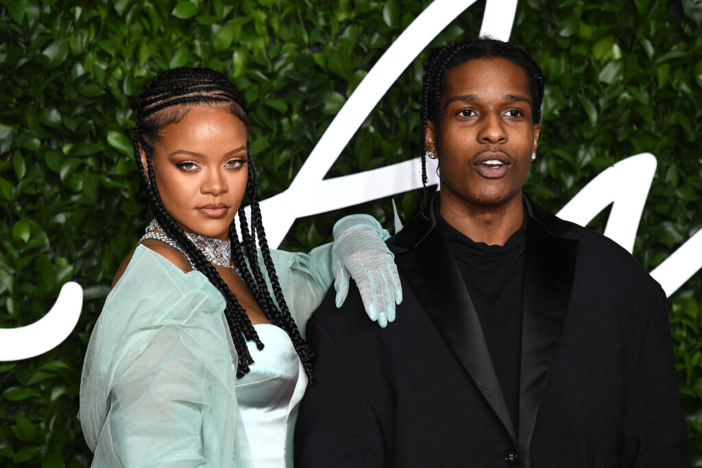 Hairstyles for High Foreheads pictured: Rihanna and A$AP Rocky braids