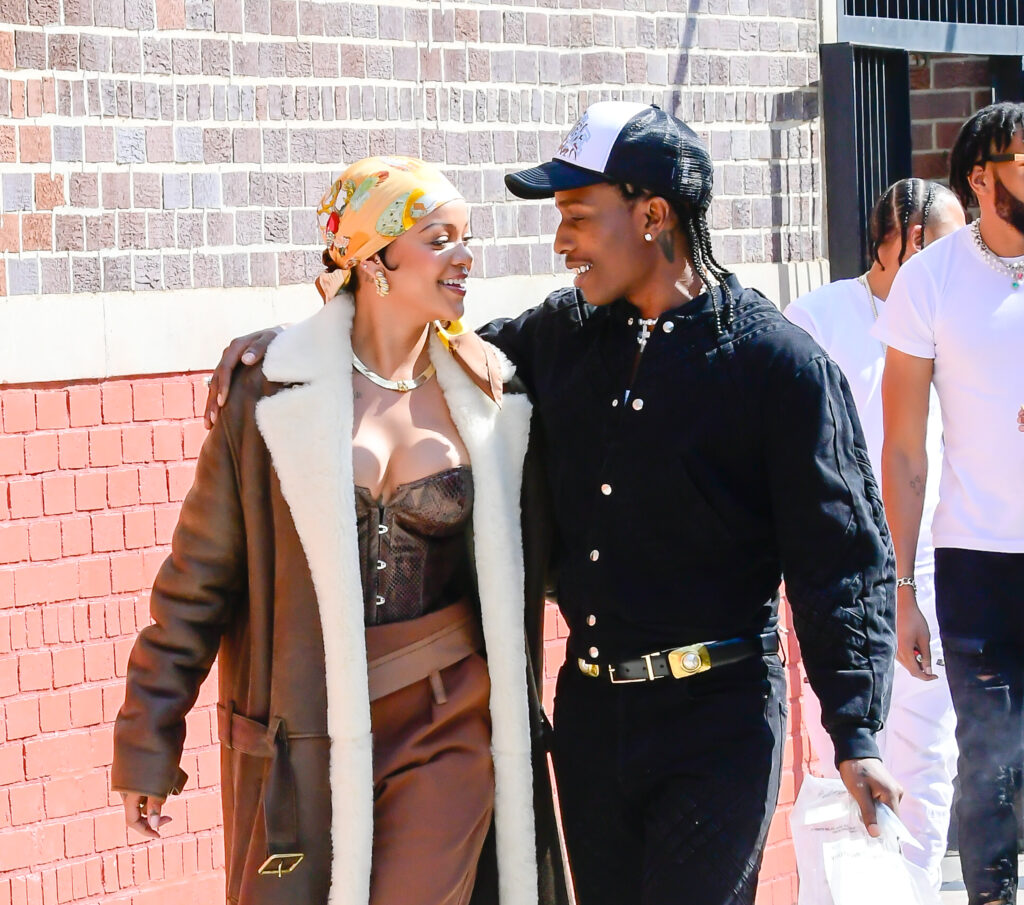 Hairstyles for High Foreheads pictured: Rihanna and A$AP Rocky