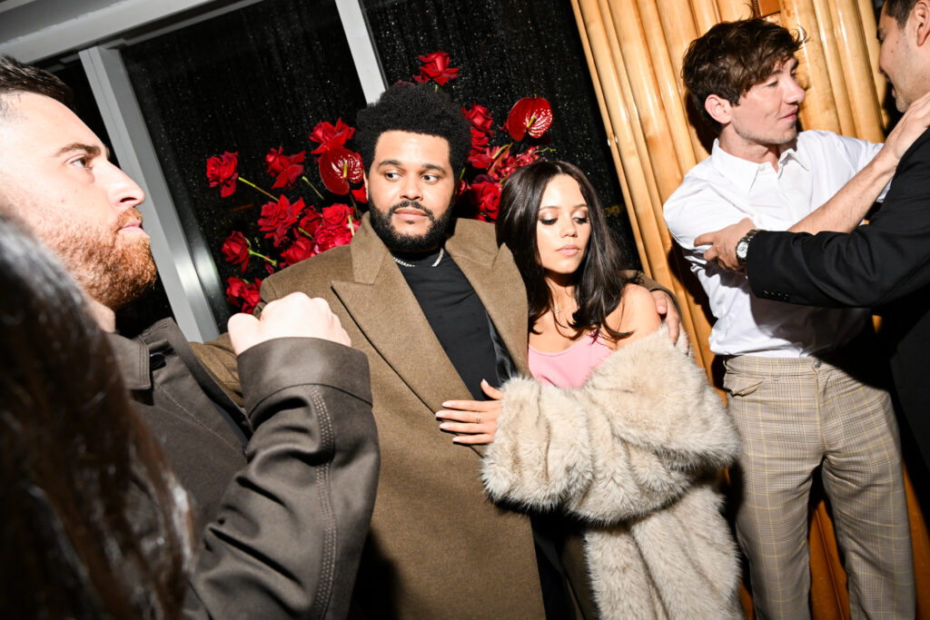 Trey Edward Shults, Abel Tesfaye a.k.a. The Weeknd, Jenna Ortega, Barry Keoghan at the "Hurry Up Tomorrow" World Premiere After Party held at the Boom Boom Room on May 13, 2025 in New York, New York.