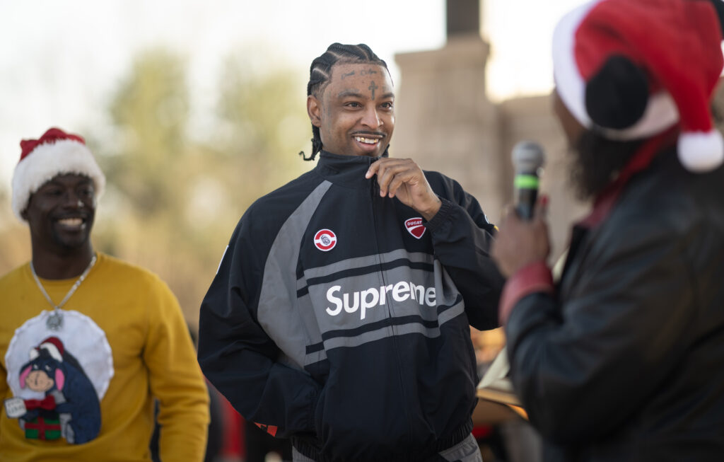 21 Savage attends 21 Savage presents 6th Annual Holiday Toy Drive at Porter Sanford Performing Arts Center on December 21, 2024 in Decatur, Georgia.